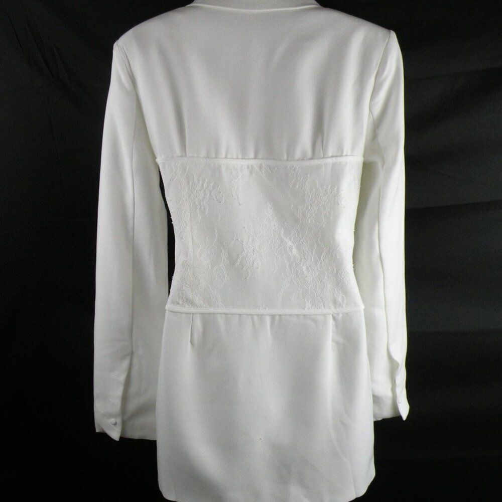 NWT Pretty Little Thing Premium White Lace Corset Detail Blazer Dress 12 - Picture 6 of 9